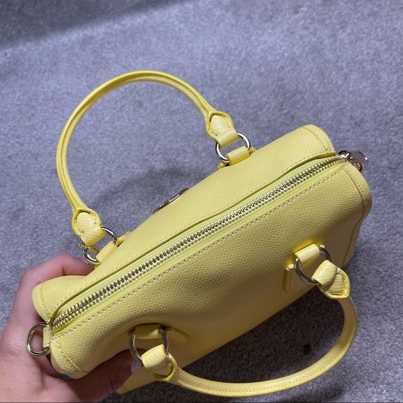 COACH Canary Yellow Bennett Pebbled Leather Barrel Style Top Handle Handbag - Picture 8 of 12